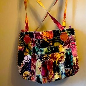 Leather patched purse